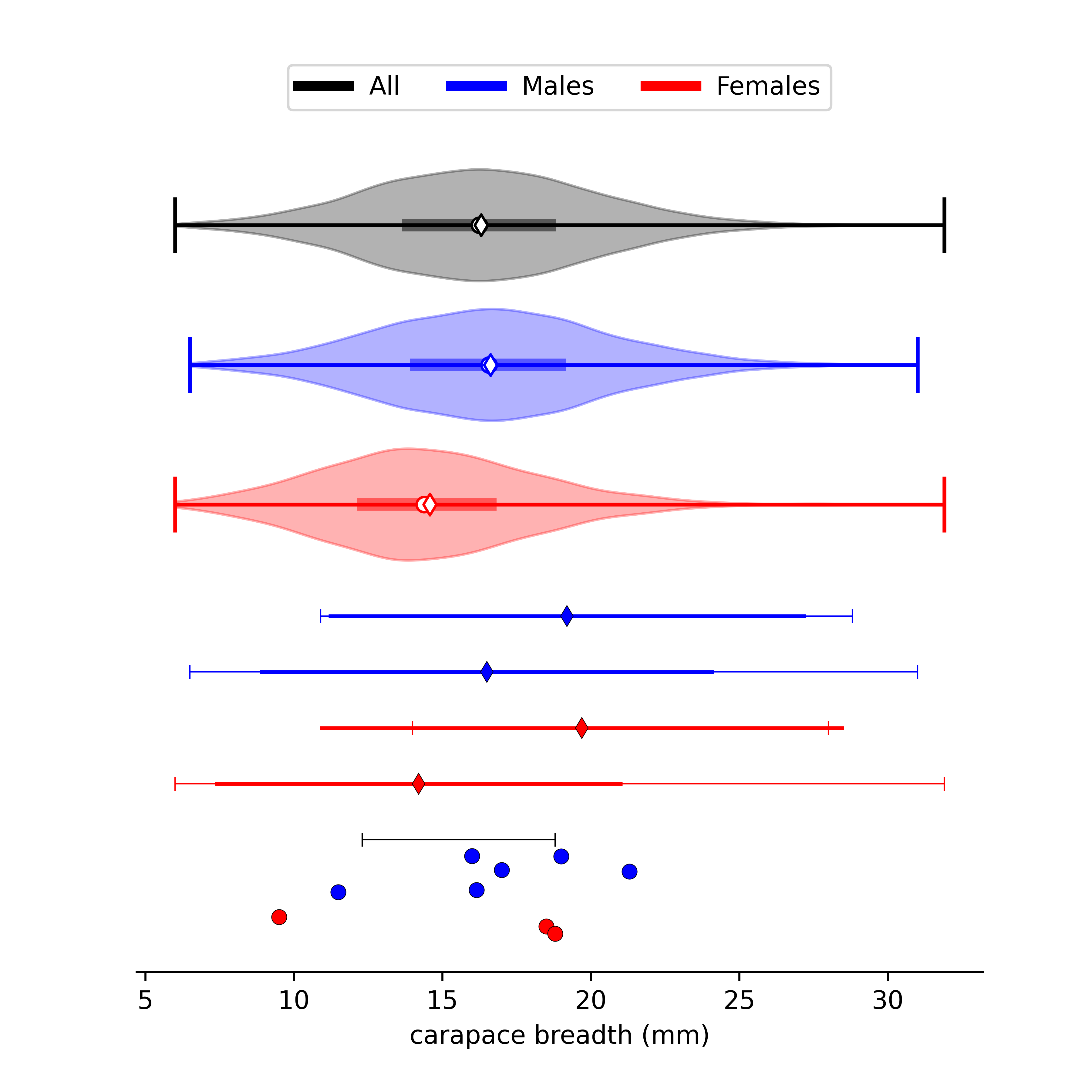 size data for Leptuca spinicarpa